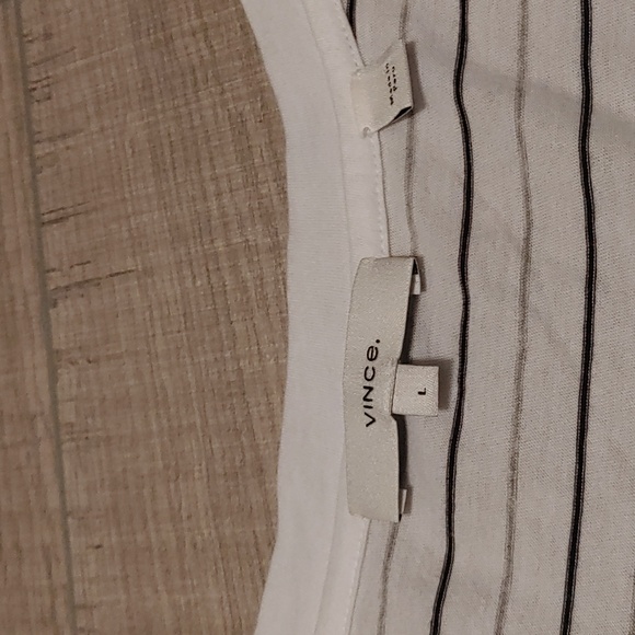 Vince US L Women's Striped V-Neck T-Shirt in Pima Cotton - Picture 2 of 7